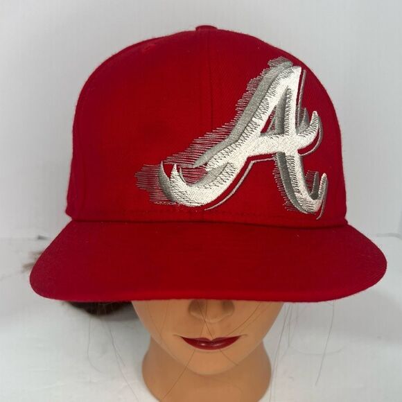 New Era 59fifty Atlanta Braves Red Fitted MLB Unisex Wool Hat Cap Size 7 5/8 - Picture 2 of 10